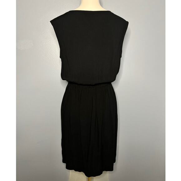 Mossimo Small Dress Black Wrap Short Cinched Waist Sleeveless V Neck Stretch - Picture 5 of 5